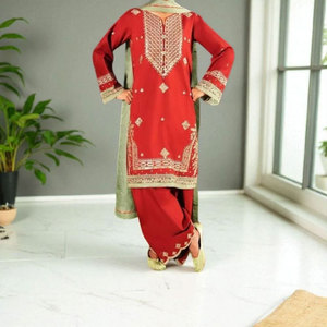 Tenue décontractée élégante brodée pour femmes prête à porter tenue quotidienne avec chemise longue pantalon et commande en gros Dupatta - Product Image 4