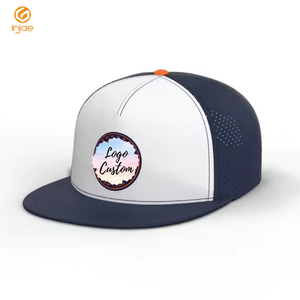 OEM ODM 5 Panel Snapback Laser Cut Hat Botón personalizado Color Parche de goma prensado en caliente Unisex Impermeable Ala plana Deportes al aire libre - Product Image 1