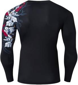 Customized Color Long Sleeve <b>Rash</b> <b>Guard</b> for <b>Men</b> Polyester MMA Jiu Jitsu Training Rashguard - Product Image 5