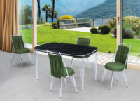 Ensemble de 4 chaises - Table à manger extensible moderne en verre trempé réglable, durable, gain de place, meubles de salle à manger pour la maison