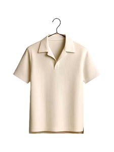 เสื้อเชิ้ตผู้ชายทรงเข้ารูปคุณภาพสูง สีพื้น คอตั้ง ผ้ายืด/คอตตอน 220 กรัม ผ้าถัก ติดกระดุมด้านหน้า ซักแล้ว ทรงมินิมอล แขนสั้น - Product Image 3