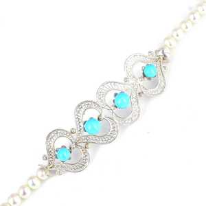 Pulsera Geométrica de Plata de Ley 925 con Perlas, Turquesa y Diamantes, Diseño Religioso y Moderno con Números, para Regalo o Aniversario - Product Image 2