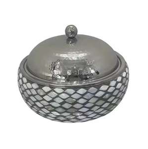 Latest Arrival Silver <b>Lid</b> Round Shape Mother of Pearl Metal Food Warmer Hotpot Kitchen Food Warmer Server Use Casserole Hot <b>Pot</b> - Product Image 1