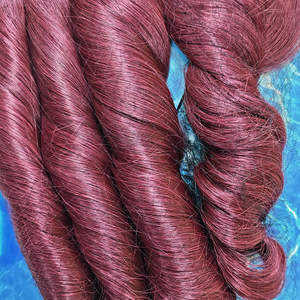 โรงงานขายส่งเส้นผมสังเคราะห์ทนความร้อนสีเบอร์กันดีแบบลอนเด้งดึ๋ง พร้อมเชือกผูกผมสำหรับผู้หญิง - Product Image 4