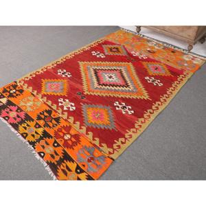 พรมคิลิมวินเทจ ขนาด 4.9x7.9 ฟุต พรมตุรกี พรมขนสัตว์สีแดงไล่เฉด - Product Image 2