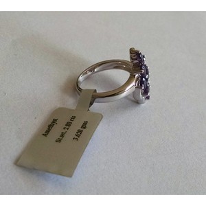 Shah Gems Women's Natural Amethyst Cluster <b>Ring</b> in 925 Sterling <b>Silver</b> <b>Adjustable</b> 18K Plating for Gift Inlaid <b>Ring</b> Accessories - Product Image 5