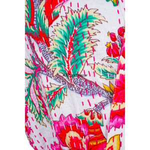 Wholesale Kantha Long Floral Pattern V-neck Drawstring Closure Cotton Kimono Warm Coat <b>Robe</b> for All Sizes Summer Bath Occasion - Product Image 6