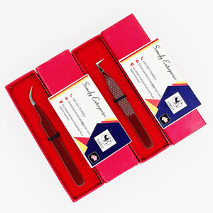 Pince à épiler professionnelle Somofy Enterprises 90 degrés en acier inoxydable brun foncé à pointe lisse 10 mm pour extensions de cils - Product Image 1