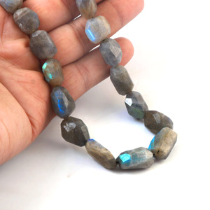 Perles de Labradorite Naturelle Facettées Roulées 8x11mm à 15x20mm, Perles de Pierre Précieuse Labradorite, Fil de 16 Pouces, Fournitures pour la Fabrication de Bijoux - Product Image 2