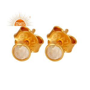 Mejor Calidad Plata Esterlina 18K Chapado en Oro Natural Arco Iris Luna Piedra Preciosa Demi Joyería Fina Fabricante - Product Image 4