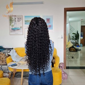 Raw Virgen cutícula alineada vietnamita HD encaje 13x4 Frontal onda profunda peluca cabello humano - Product Image 2