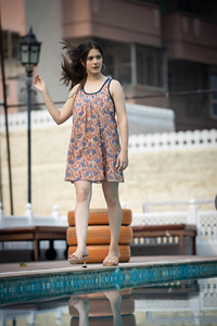 Vestido de algodón ligero con estampado de bloques a mano, minivestido étnico bohemio, ropa informal diaria, traje de verano, ropa sostenible hecha a mano - Product Image 3