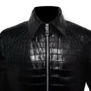 Chaqueta para Hombre, Chaqueta de Cuero de Cocodrilo para Hombre, Piel de Vaca con Acabado de Cocodrilo, Chaqueta de Cuero de Cocodrilo para Hombre OEM - Product Image 4