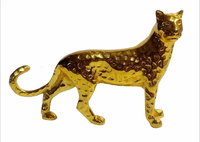 Sculpture de Jaguar en Aluminium Coulée à la Main avec Finition Dorée Petite Grande Décoration d'Intérieur et de Table Objet d'Artisanat Métallique