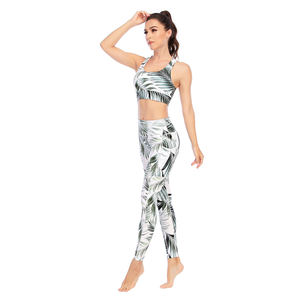 Conjunto de Yoga para mujer hecho a medida de calidad superior transpirable último diseño transpirable cintura elástica cierre frontal logotipo impreso - Product Image 5