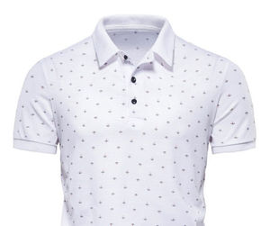 2025 profesional informal para hombres para Polos estampado personalizado con patrón sólido tela elástica ligera manga corta - Product Image 4