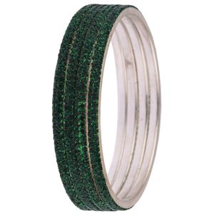 สร้อยข้อมือคริสตัลเจ้าสาวชุบเงินอินเดียสำหรับผู้หญิงสีเขียว - Product Image 5