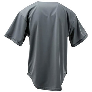 เสื้อเบสบอลสีเทาสำหรับผู้ชาย แขนสั้น คอวี ติดกระดุมด้านหน้า ผ้าโพลีเอสเตอร์ซับเหงื่อ ชุดกีฬาสำหรับผู้ใหญ่ ทรงปกติ - Product Image 3