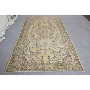 พรมสีเหลืองสไตล์ตุรกีโบราณขนาดใหญ่4.8 'x 8.5' สไตล์คลาสสิก Tabriz การเย็บปะติดปะต่อกันน้ำยางขนสัตว์สำหรับห้องโถงสี่เหลี่ยมผืนผ้าห้อง - Product Image 1