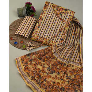 ชุดเดรสผ้าฝ้ายแท้พิมพ์ลายดอกไม้สีเหลืองสีเหลืองสีเหลืองเสื้อผ้าทำงานแบบไม่เย็บ (SHKS1204) - Product Image 1