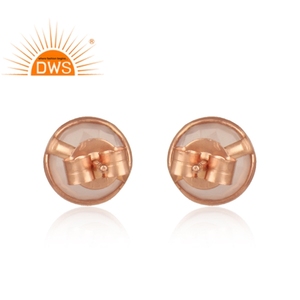 Superventas plata esterlina chapado en oro rosa natural Calcedonia piedra preciosa Stud pendiente joyería personalizada para mujer regalo para él - Product Image 4
