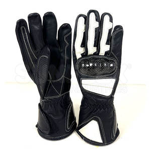 Gants de moto en cuir souple avec protection complète des doigts Gants d'équitation respirants - Product Image 1