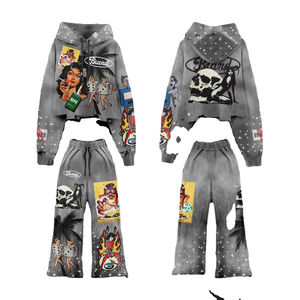 Conjunto Deportivo Casual para Hombre, Estampado Completo, Lavado Ácido, Transpirable, con Pedrería, Venta al Por Mayor 2025 - Product Image 1