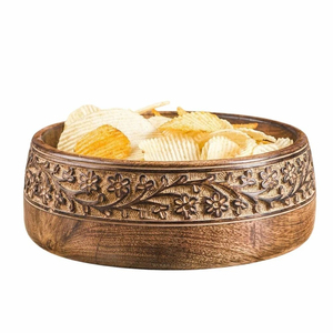 Handmade Wood Serving Bowl and Melamine Fruit Bowl Set Elegant Home Decor and Everyday Dining <b>Dinnerware</b> - Product Image 2