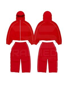 Survêtement pour homme en nylon 100%, pantalon et veste à capuche, logo personnalisé, imperméable, décontracté, coupe-vent - Product Image 3