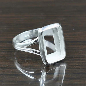 925 pur argent Sterling Rectangle forme 7-30MM blanc lunette tasse argent métal coulée plaine Collet anneaux trouver des bijoux fournisseur - Product Image 2