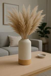 Vases à fleurs de couleur dorée et blanche de bonne qualité Style Art déco en céramique pour herbe de pampa et fleurs séchées pour la décoration de sol - Product Image 2