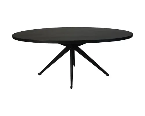 Lüks ülke tarzı oval siyah kaplama high end kalite yemek masası toptan katı ahşap yemek odası mobilyası