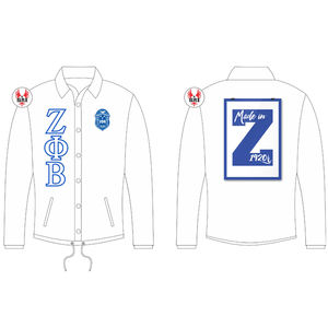 Zeta Phi Beta Sorority Embroidery Women Greek Polyester Line Jacket | ZPB Sorority Embroidered Ladies Customized <b>Coaches</b> Jacket - Product Image 1