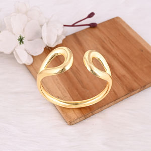 <b>Trendy</b> Jewelry Gold Plated Brass Cuff Bangle Simple Plain Design Modern Jewelry <b>Bracelet</b> Customized for Women Anniversary Gifts - Product Image 4