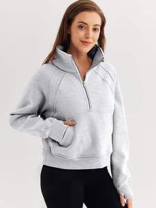 Femmes col roulé fermeture éclair court Hodes pour femme à la mode demi fermeture éclair col roulé sweat Streetwear femmes sweats à capuche - Product Image 3