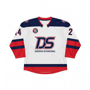 เสื้อเจอร์ซีย์ฮ็อกกี้น้ำแข็งของแคนาดาผ้าโพลีเอสเตอร์100% คุณภาพสูงสามารถปรับแต่งได้มีความทนทานระบายอากาศได้ดีแผ่นปักเป็นตัวเลข - Product Image 1