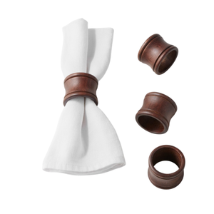 Lot de 6 anneaux porte-serviettes en bois naturel fabriqués à la main, design moderne, décor de table à manger de mariage écologique pour la maison et le restaurant - Product Image 3