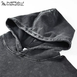 Sudaderas con capucha de lavado ácido para hombres negros 100% algodón Ropa exterior de alta calidad con diseño personalizado Buen proveedor - Product Image 4