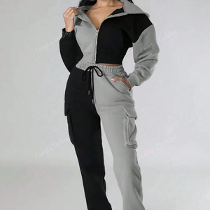 ชุดกีฬาสองชิ้นมีฮู้ดและกางเกงวิ่งสำหรับผู้ชายชุดวอร์มแนวสตรีทไซส์ใหญ่พิเศษ - Product Image 1