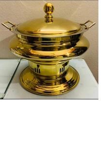 Plat à chafing vintage en laiton avec finition martelée et support – Équipement de maintien au chaud décoratif pour événements hôteliers et de restauration - Product Image 2