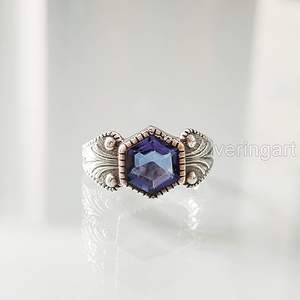 Anillo de Mujer con Zafiro Azul Hidro Natural, Piedra de Nacimiento de Septiembre, Anillo Apilable de Plata de Ley 925 para Navidad - Product Image 1