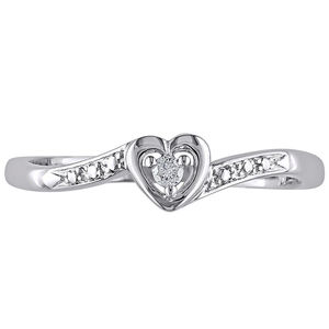 Anillo de Bodas de diamantes redondos con diseño de corazón en oro blanco de 14 quilates Half Eternity & Bypass Band Style Bridle Ring Perfect Gift - DS0387 - Product Image 1