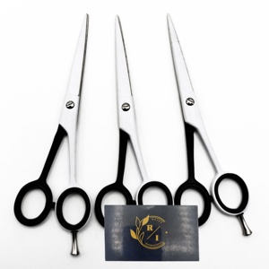 Ciseaux de barbier professionnels en acier inoxydable de qualité supérieure avec poignée en caoutchouc, prise antidérapante, personnalisable, OEM disponible - Product Image 2