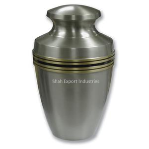 Urnas de cremación de aluminio más vendidas con banda plateada, nube verde marina para cenizas humanas, urnas de servicio de entierro conmemorativo - Product Image 2