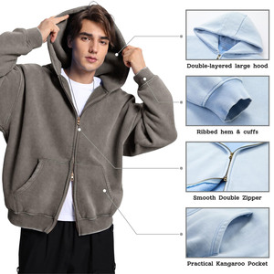 Top Qualité Conceptions Personnalisées Impression Full Zip up Puff Print Hoodie Surdimensionné Coton Blanc Hommes Hoodies à Vendre Avec Bas Prix - Product Image 4