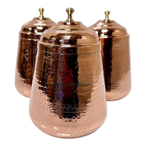 Ensemble décoratif de contenants de rangement écologiques haut de gamme en cuivre élégant pour cuisine, avec couvercles, personnalisable avec logo, pour café, thé et sucre – Le plus populaire - Product Image 5