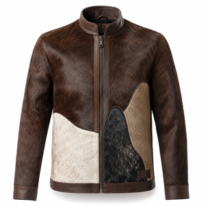 Chaqueta de Cuero con Pelo de Vaca Natural para Hombre, Prenda Exterior de Piel, Chaqueta Casual de Invierno Personalizada OEM al por Mayor - Product Image 3