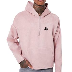 OEM personalizado al por mayor recortada de gran tamaño transpirable Sudadera con capucha nuevo cuarto de cremallera logotipo personalizado diseño de impresión 100% algodón lavado - Product Image 1