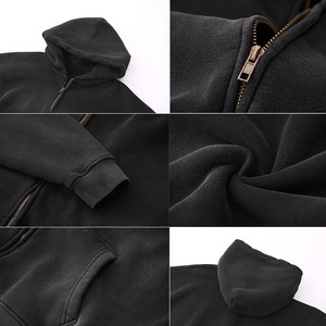 Sudadera con capucha de punto de invierno con lavado ácido Vintage con cremallera personalizada para hombre, ropa de calle de algodón orgánico 100%, diseño forrado de gran tamaño y peso pesado - Product Image 3