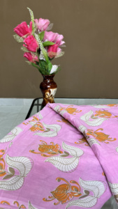 <b>Pink</b> Floral Handblock Print Cotton <b>Fabric</b>: Apparel & Decor, <b>Fabric</b> By Yard - Product Image 5